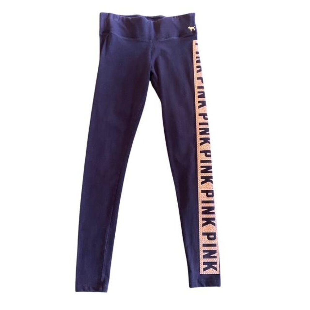 Victoria’s Secret PINK Yoga Legging Black & Gold Bling Pants Size Small